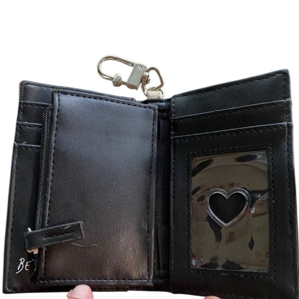 Betsey Johnson Heart XO Wallet Credit Card Case with Key Ring Faux Leather Beige - Picture 9 of 11
